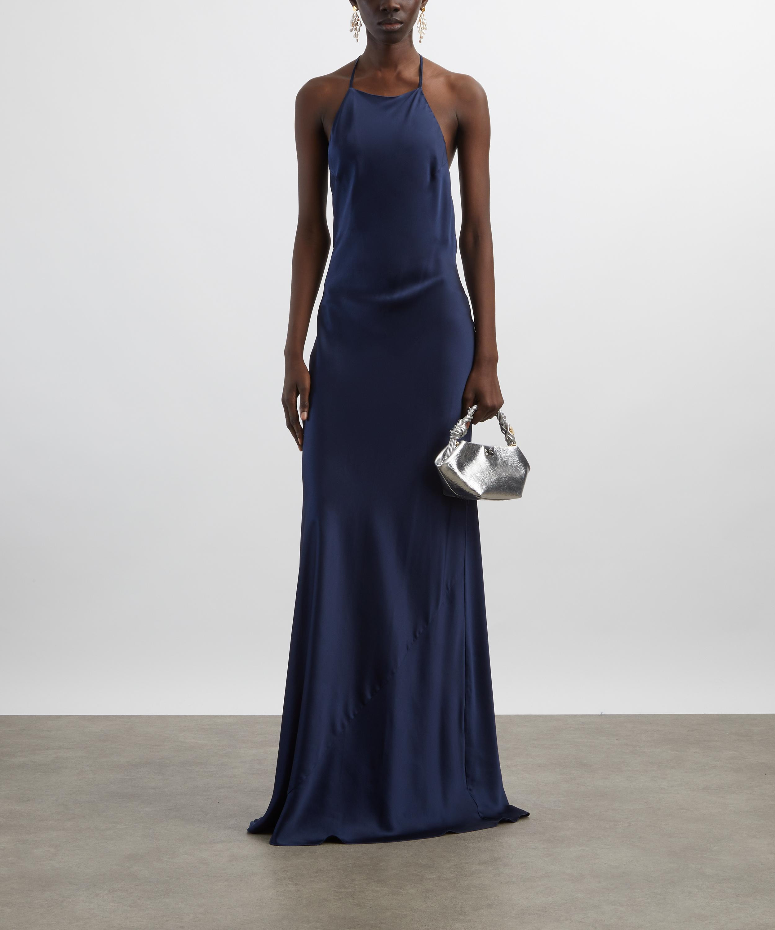 Jeanie Navy Silk Maxi Dress - 2
