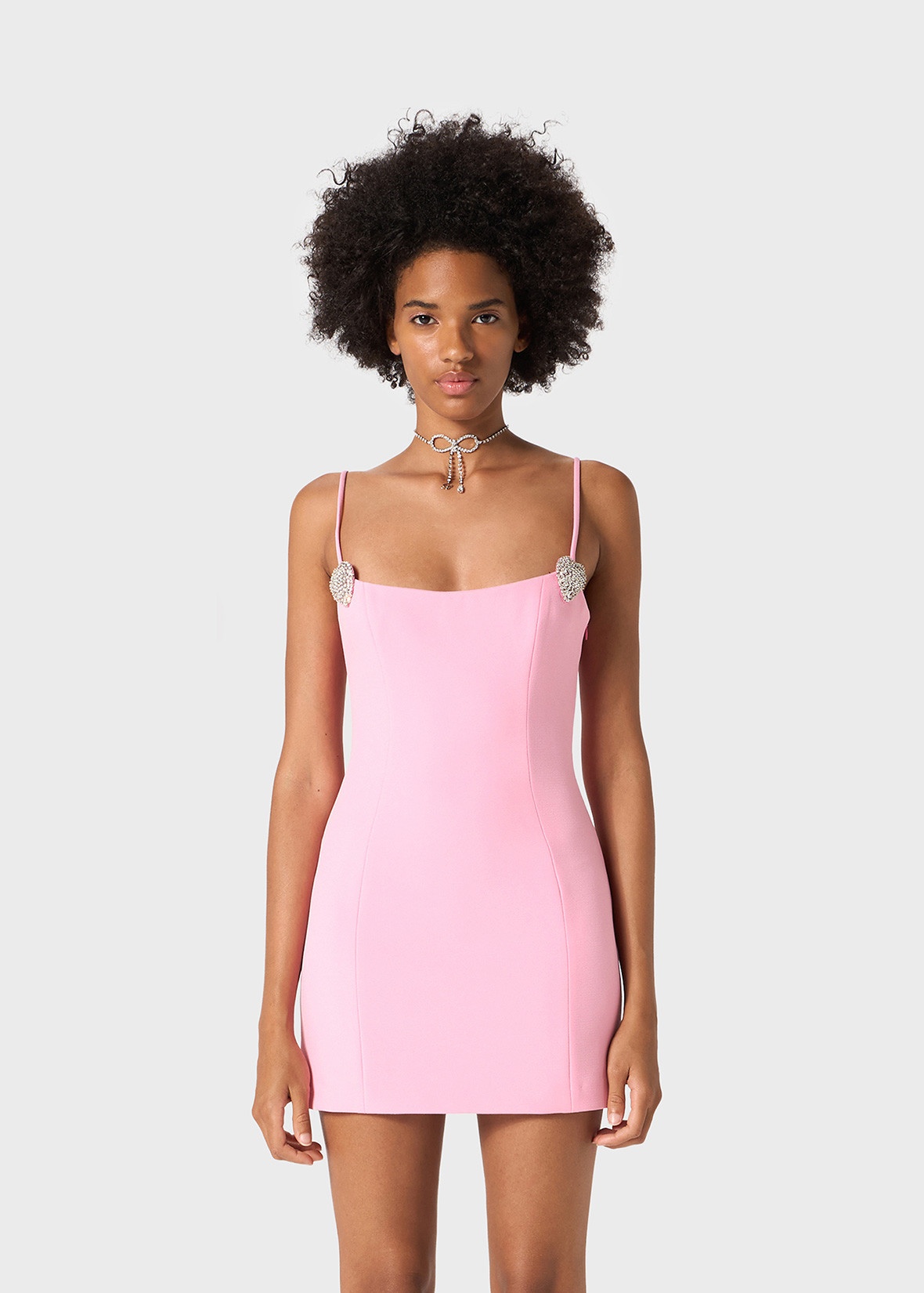 MINI DRESS IN SABLÉ WITH RHINESTONE DECORATIONS - 3