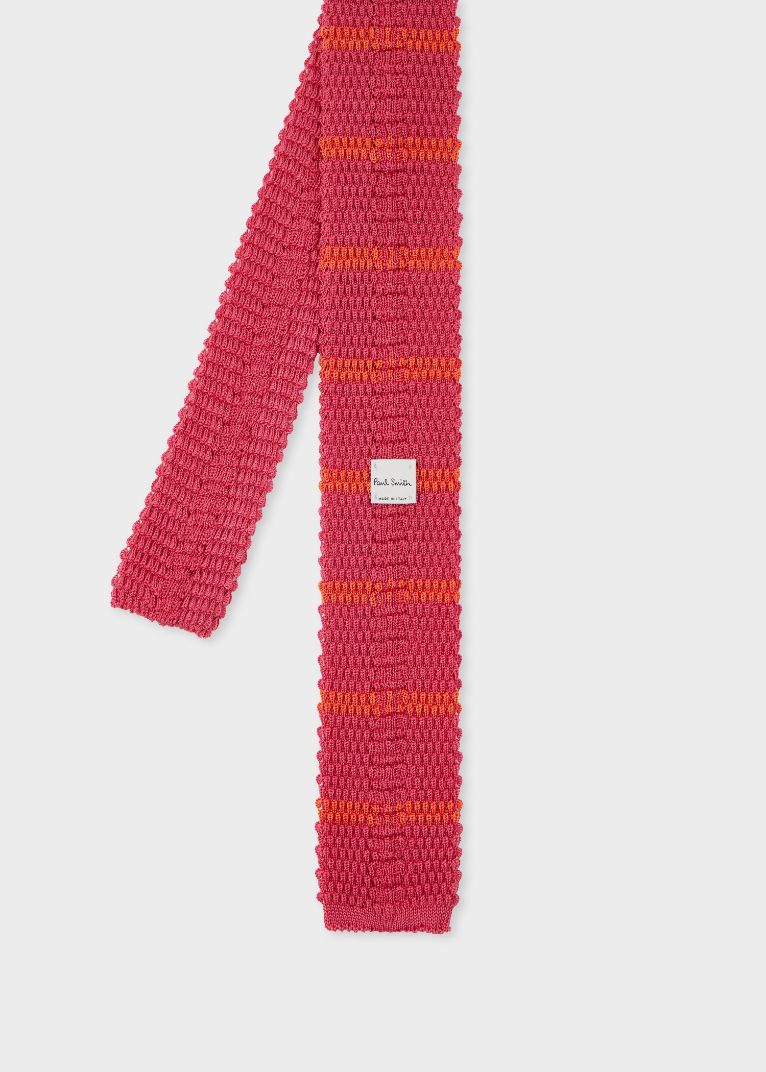 Pink and Orange Knitted Stripe Tie - 2
