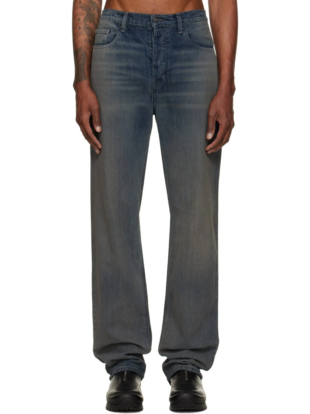 Blue Straight Leg Jeans - 1