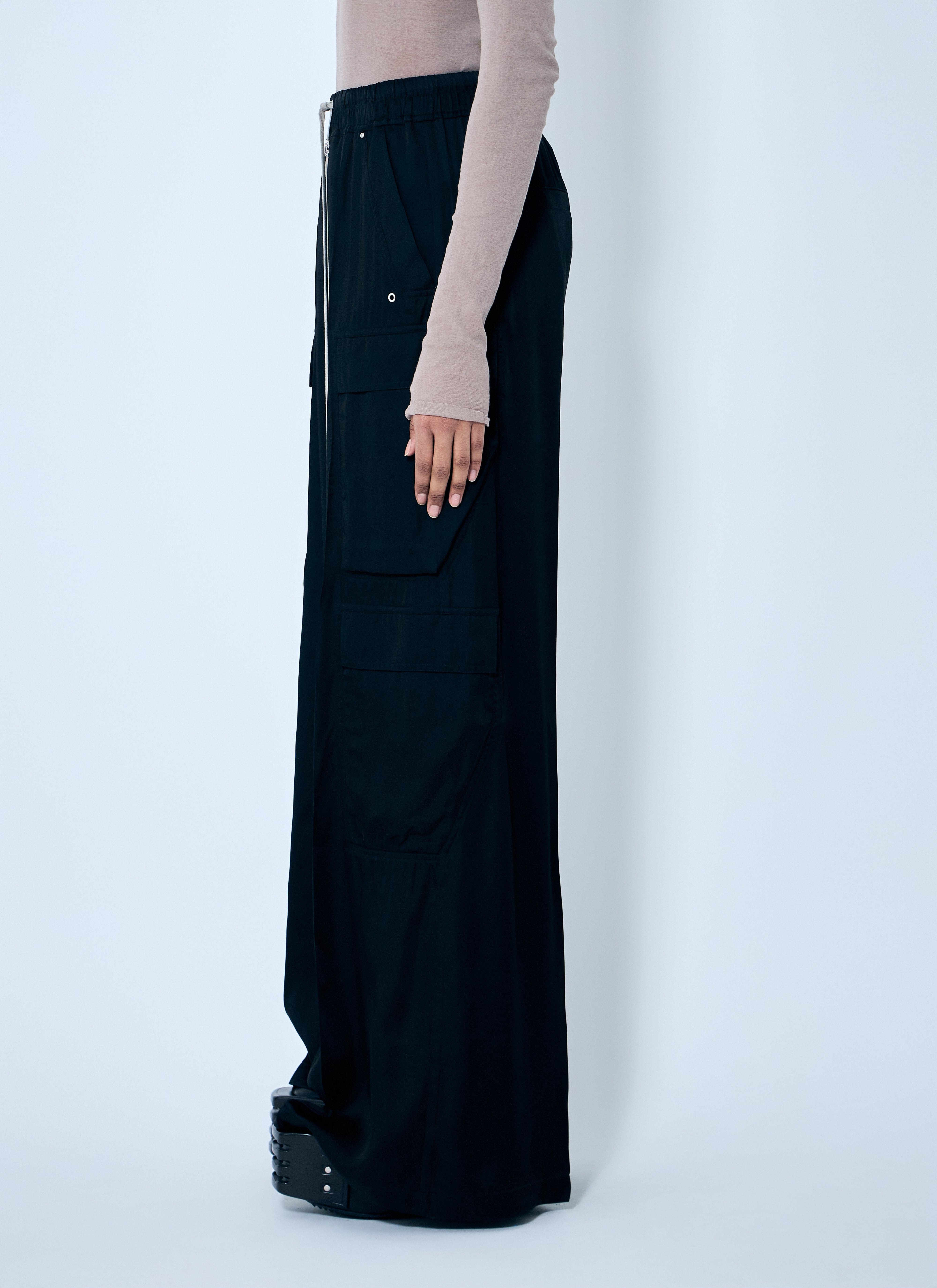 Rick Owens Women Satin Cargo Pants - 3
