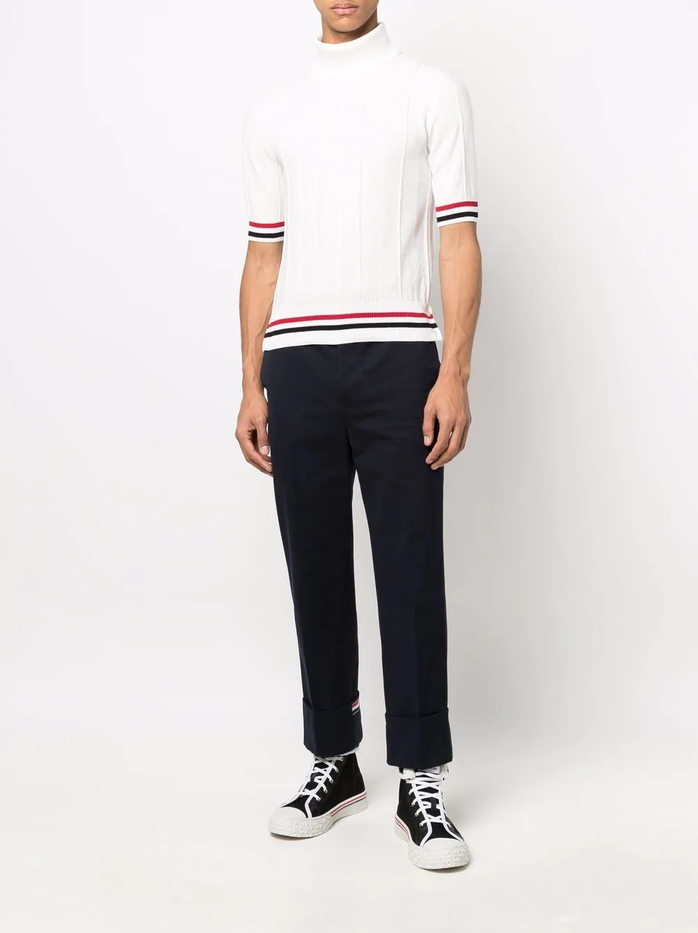 RWB-stripe knitted T-shirt - 2