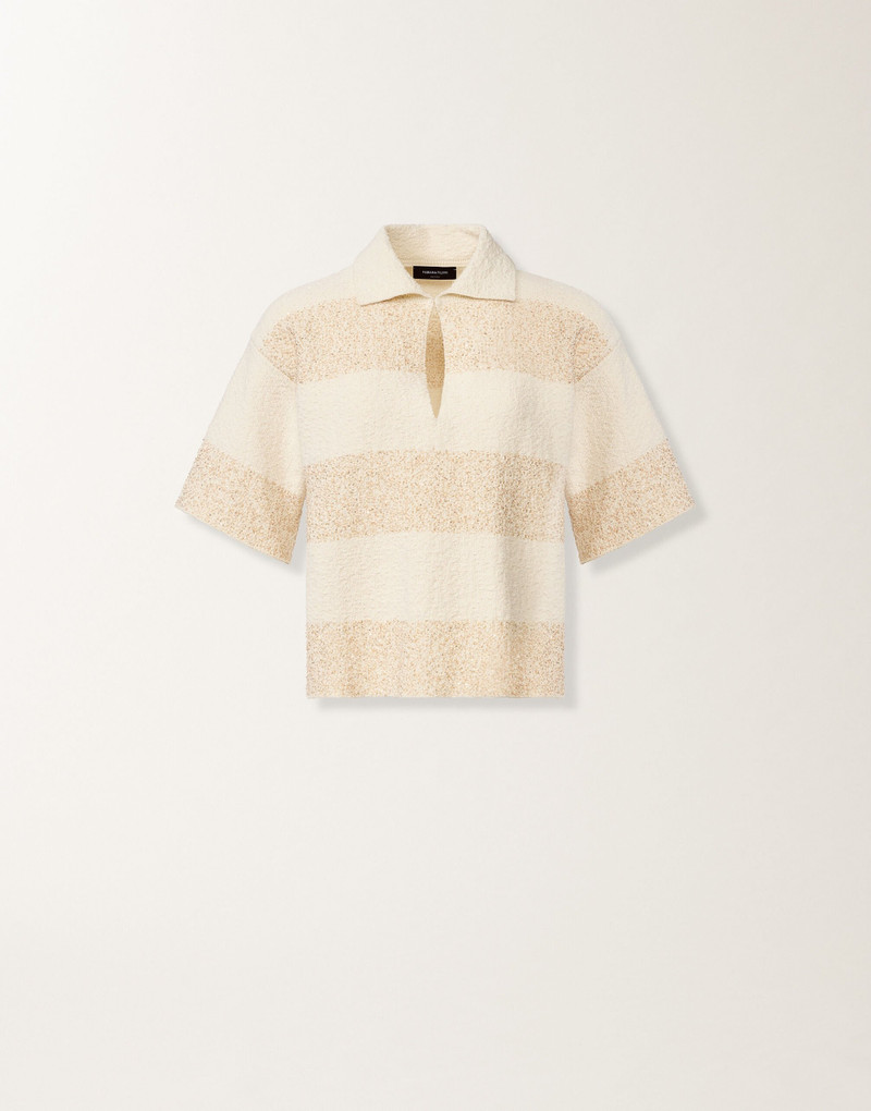 Boxy shirt in striped cotton tweed with sequins 1