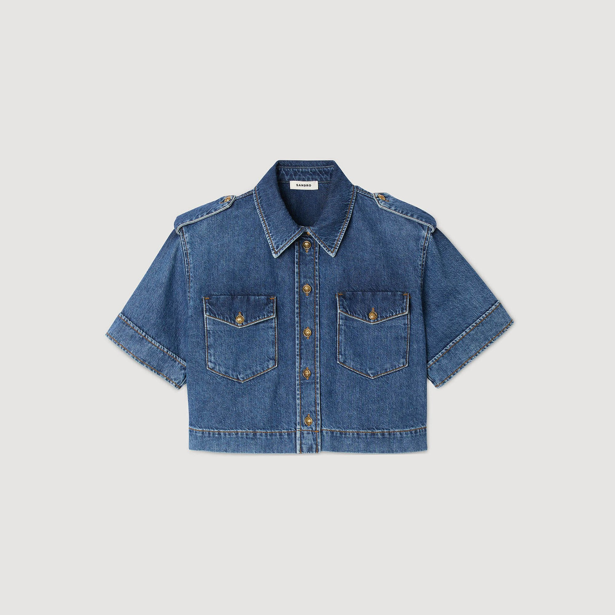 CROPPED DENIM SHIRT - 7