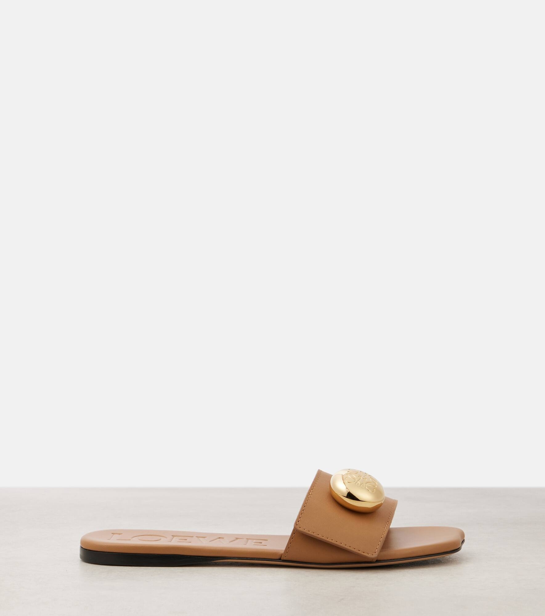 Pebble leather slides - 4