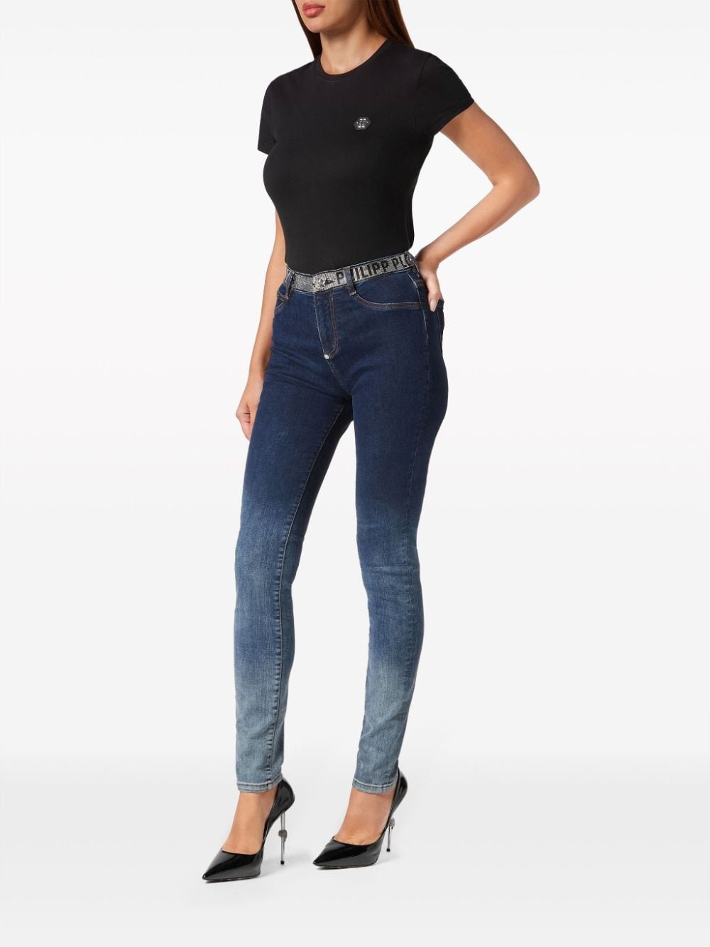crystal-embellished high-waist jeans - 2