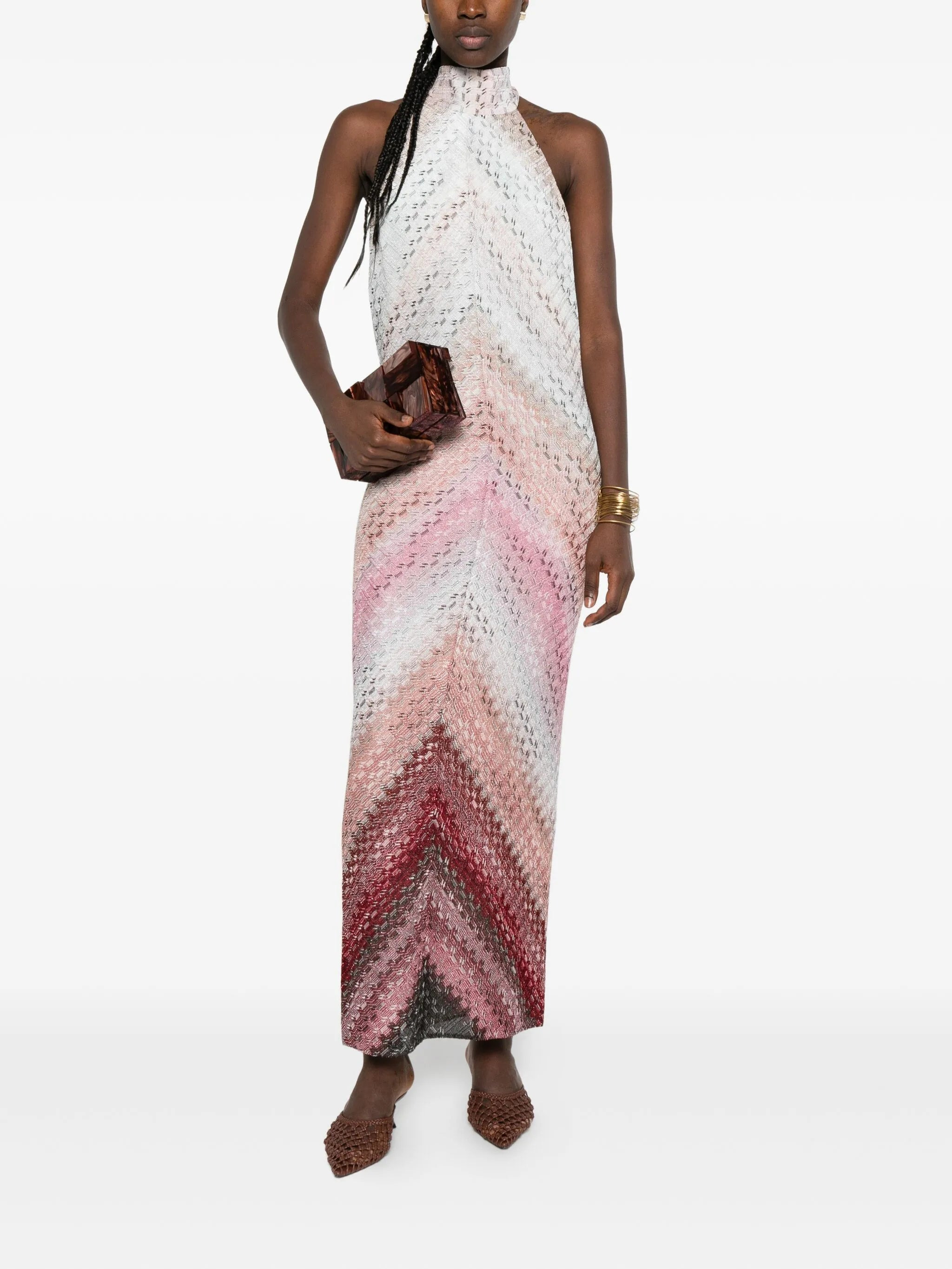 chevron highneck maxi dress - 2