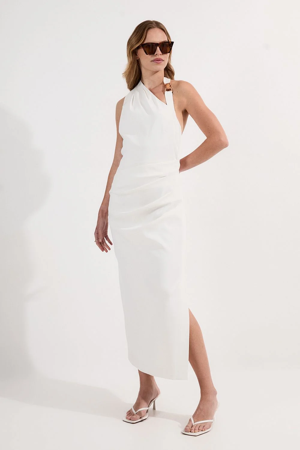 Polished Tailored Asymmetric Back Midi Dress - 1