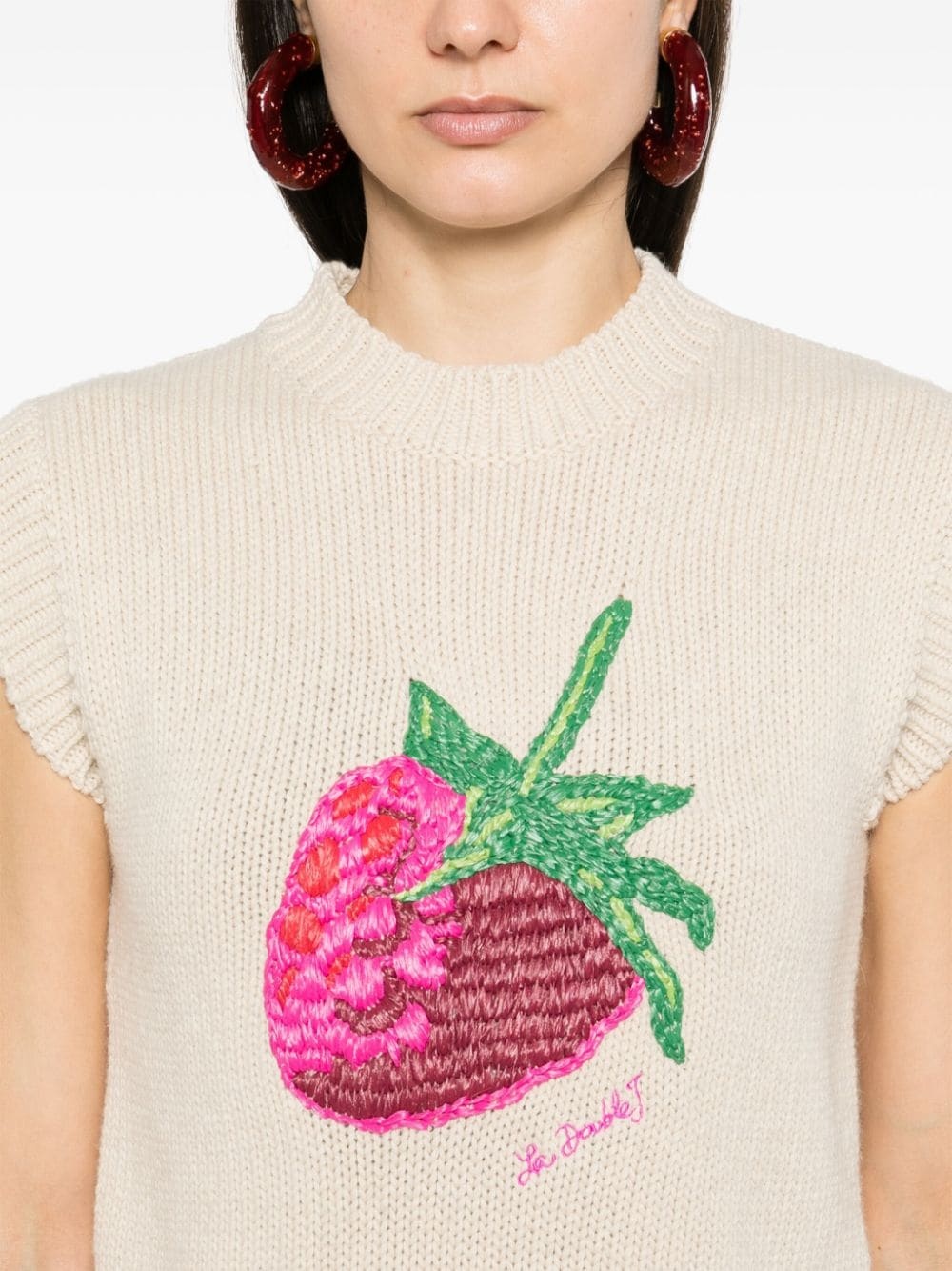 Lampone embroidered knitted vest - 5
