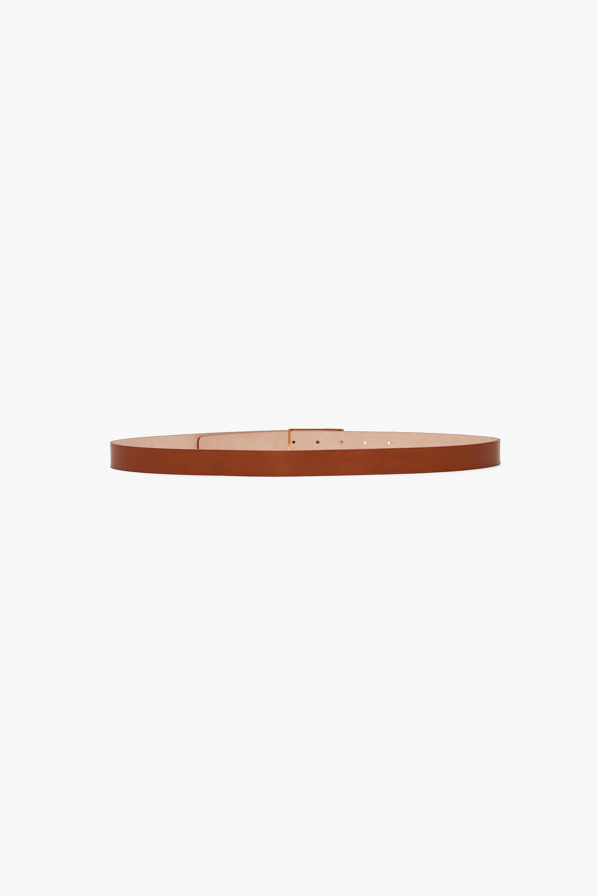Frame Belt In Tan Glossed Leather - 3