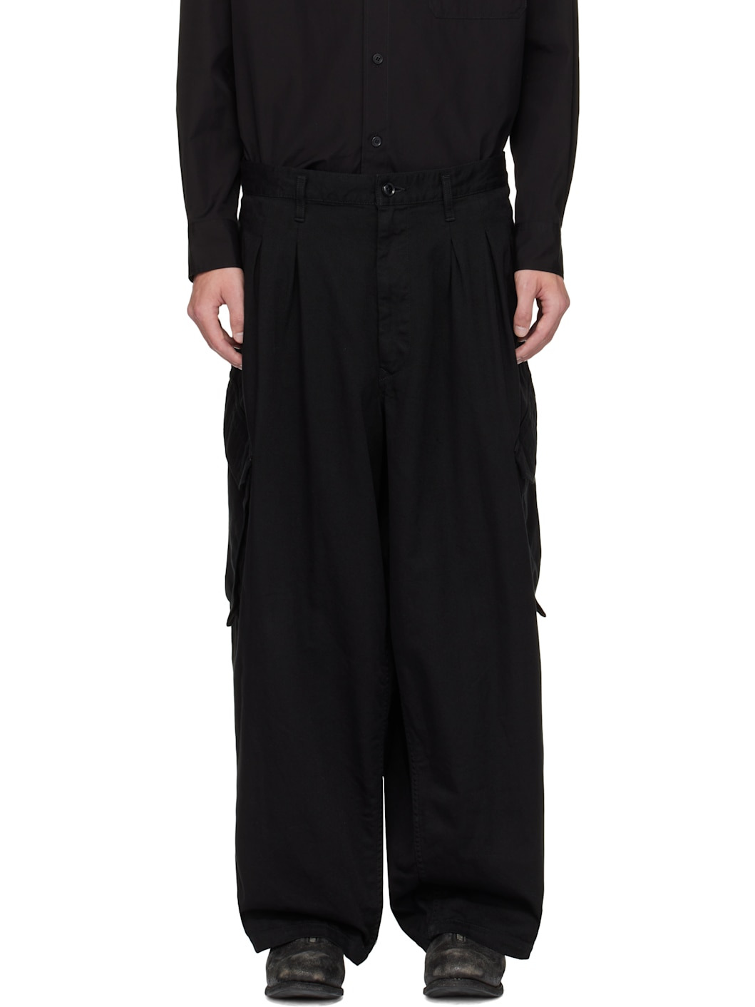 Black BS Katsuragi 12Tuck Cargo Pants - 1