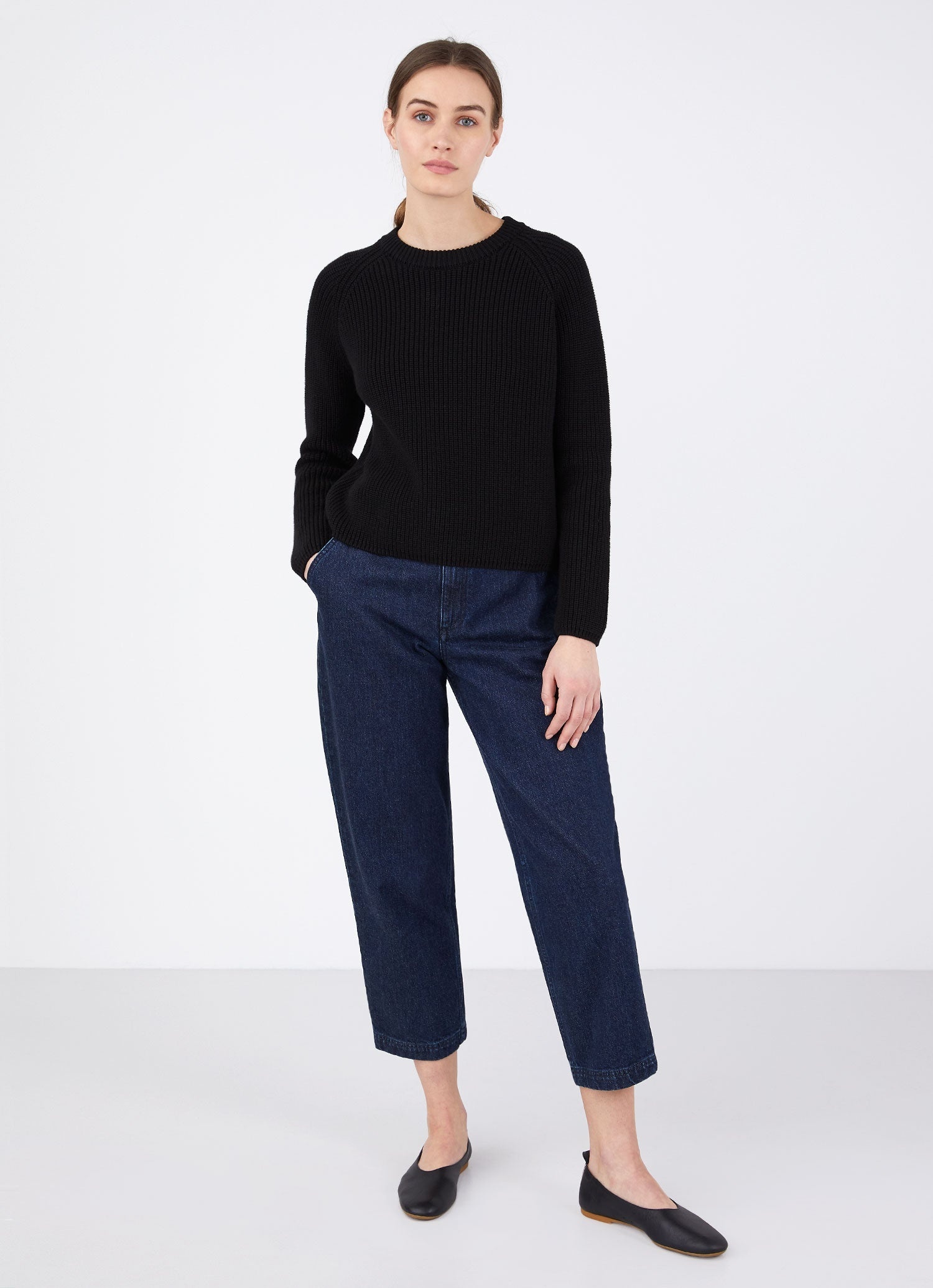 Cotton Boxy Crew Jumper - 1