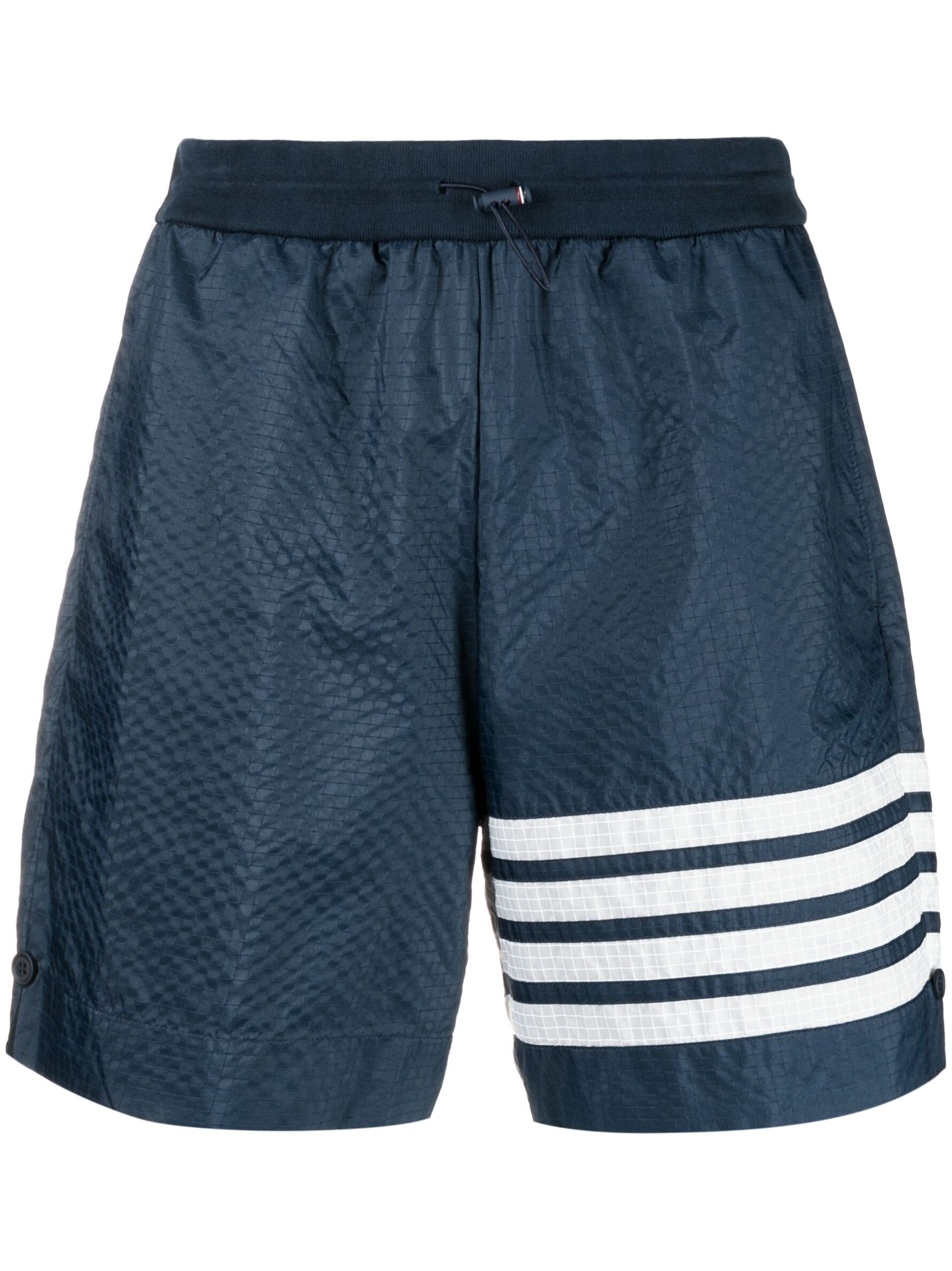Blue 4-Bar Stripe Ripstop Track Shorts - 1
