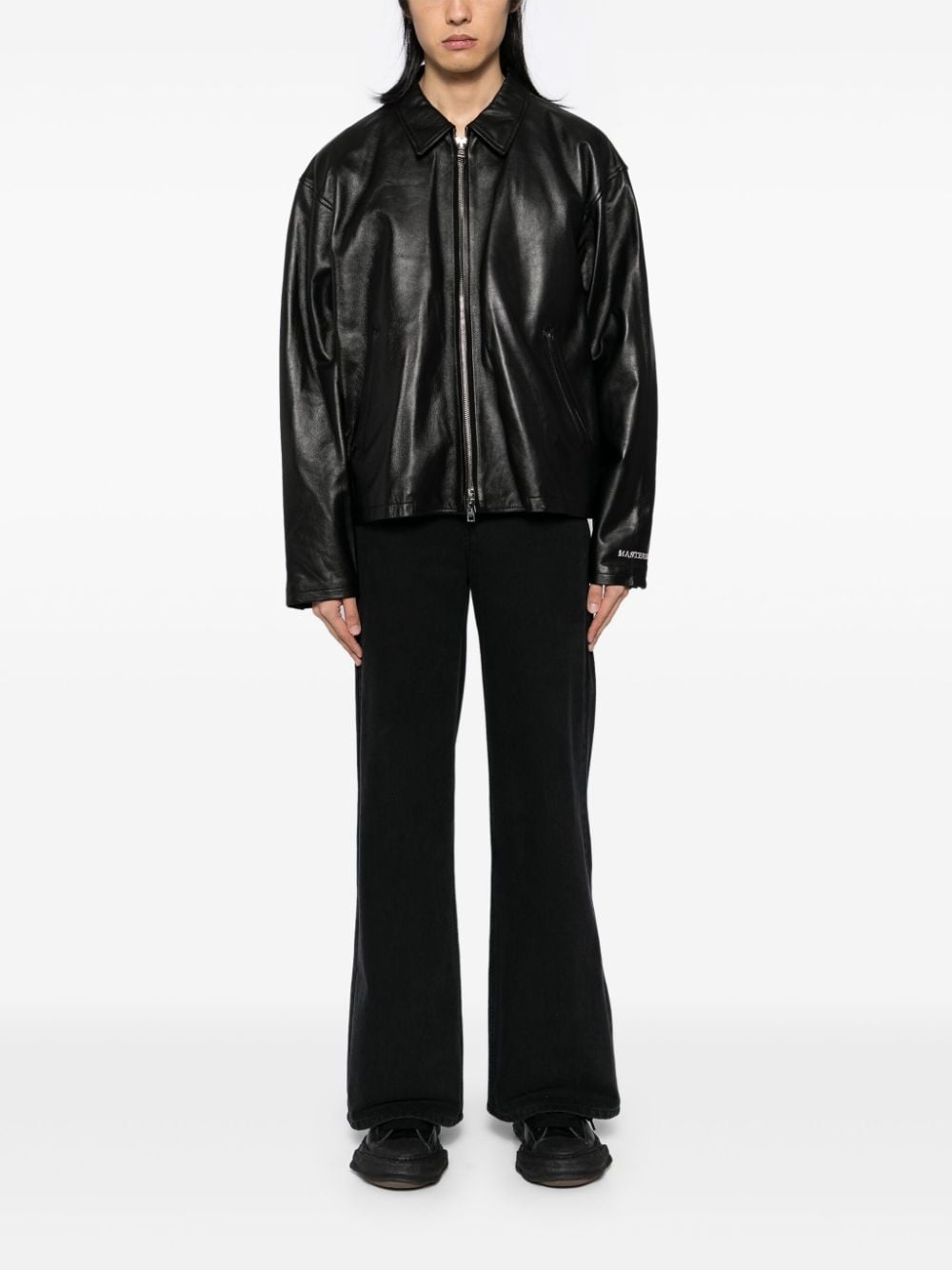 full-zip leather jacket - 2