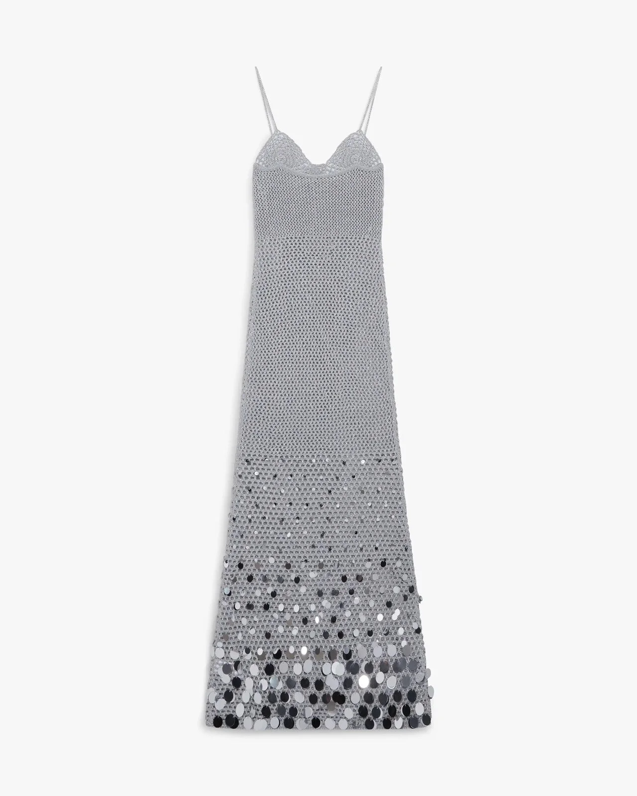 Silver Crochet Mirror Maxi Dress | Casablanca Paris - 1