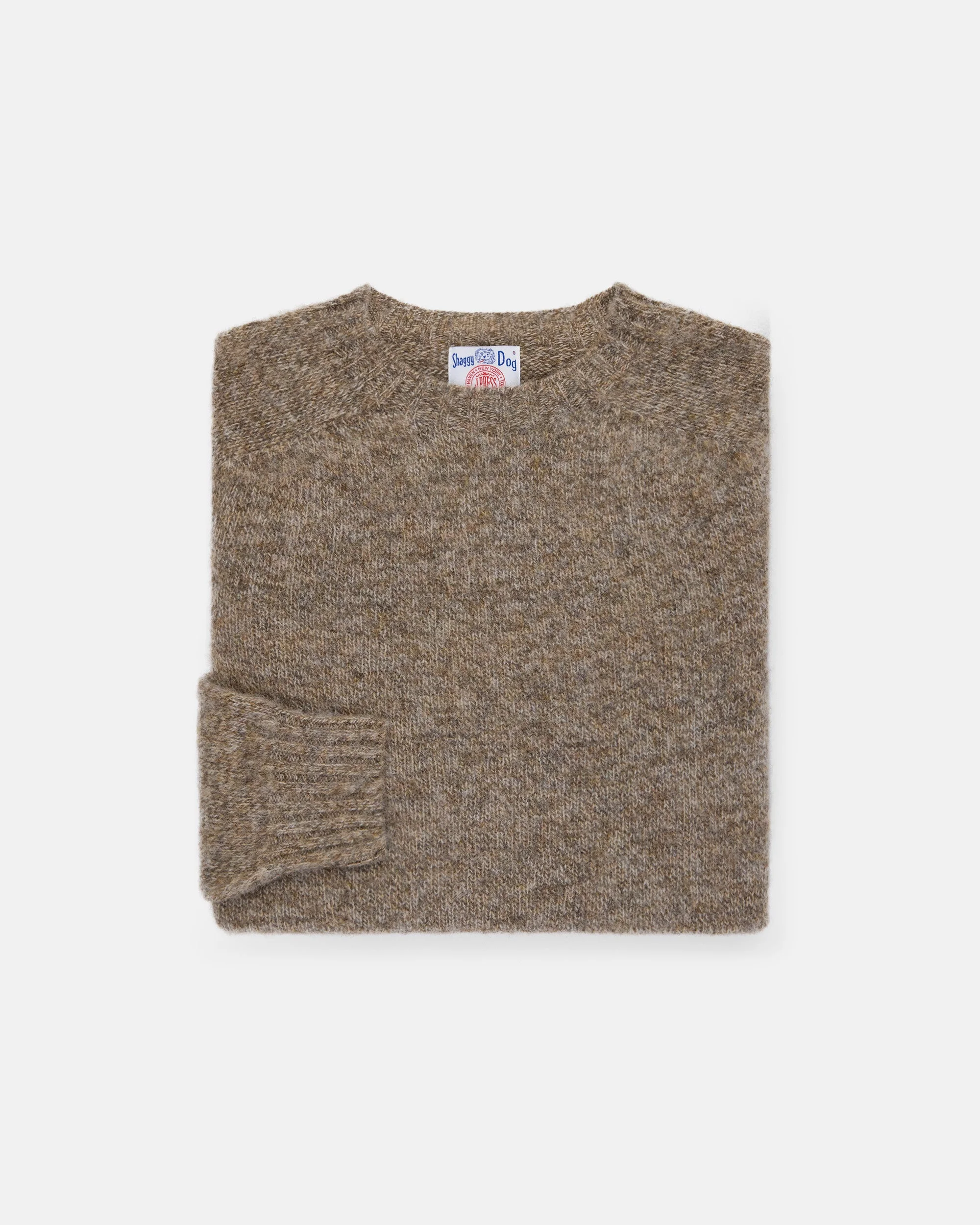 MADE-IN-SCOTLAND GREY & BROWN MIX SHAGGY DOG SWEATER - TRIM FIT - 1