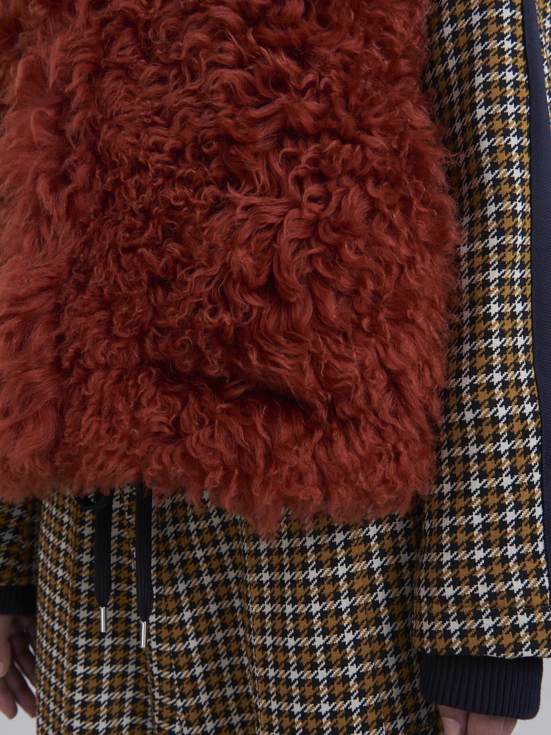 JERSEY JACQUARD JACKET WITH LAMB'S WOOL AND HOOD - 5