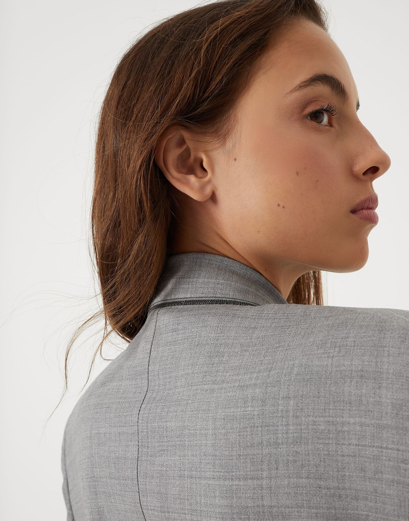 Comfort virgin wool fresco blazer with monili 3