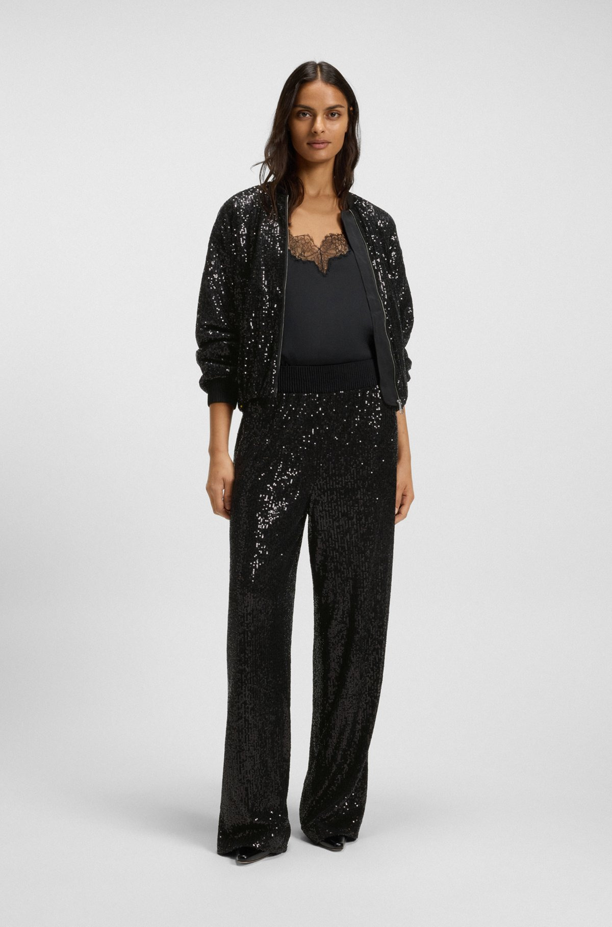 WIDE-LEG TROUSERS WITH SEQUIN EMBELLISHMENTS - 3