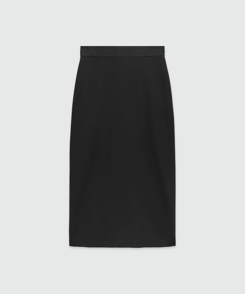 Black wool pencil skirt with slit - 1
