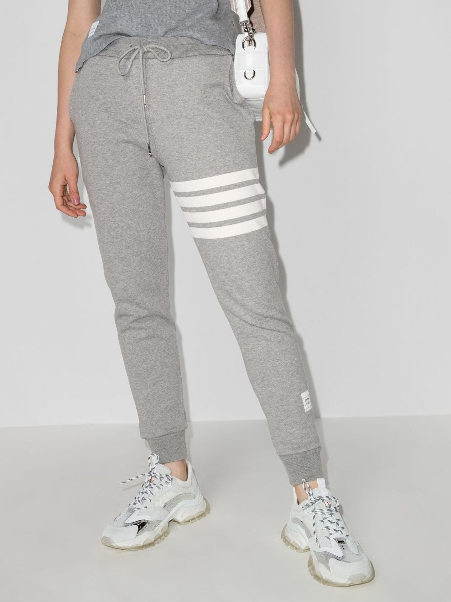 grey 4-bar stripe track pants - 2