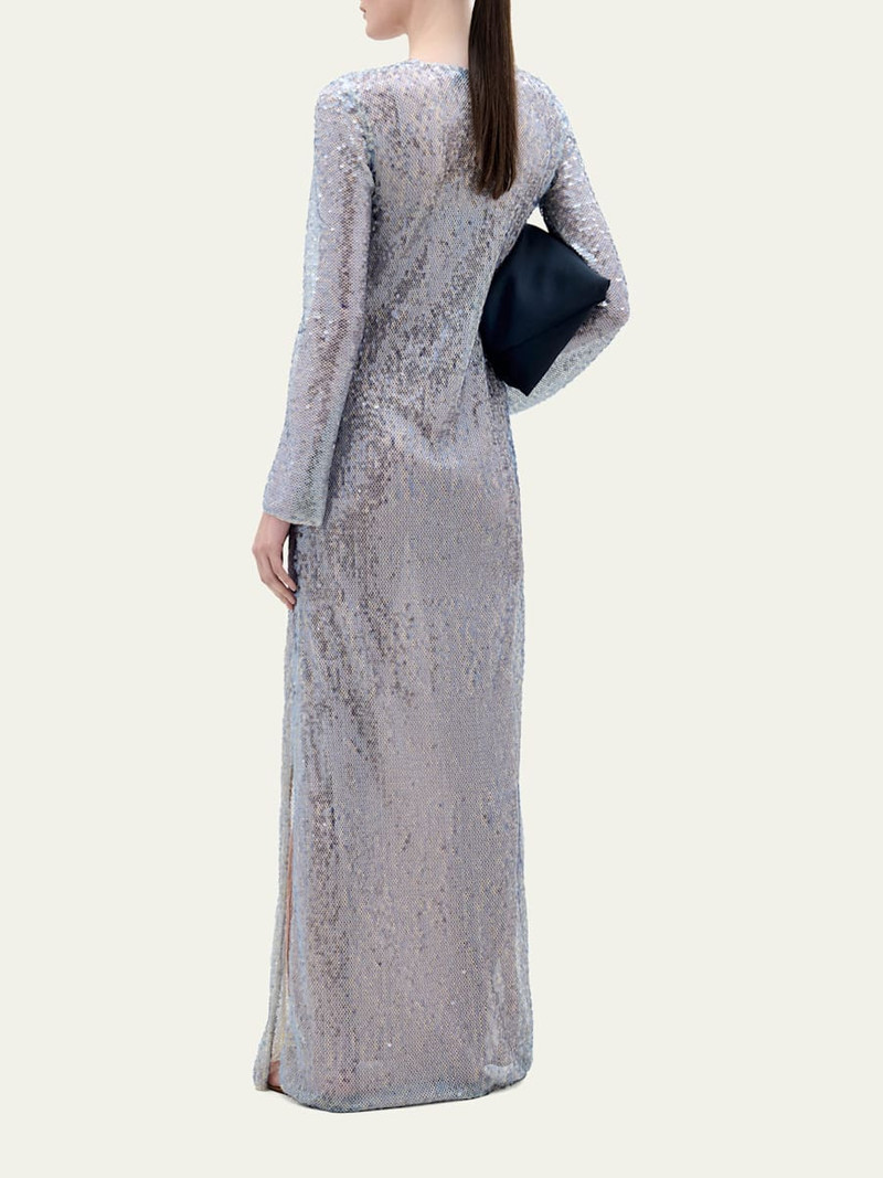 Nico Sequined Mesh Long-Sleeve Maxi Dress 3