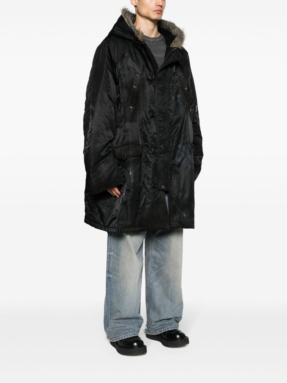 hooded button-up parka - 3