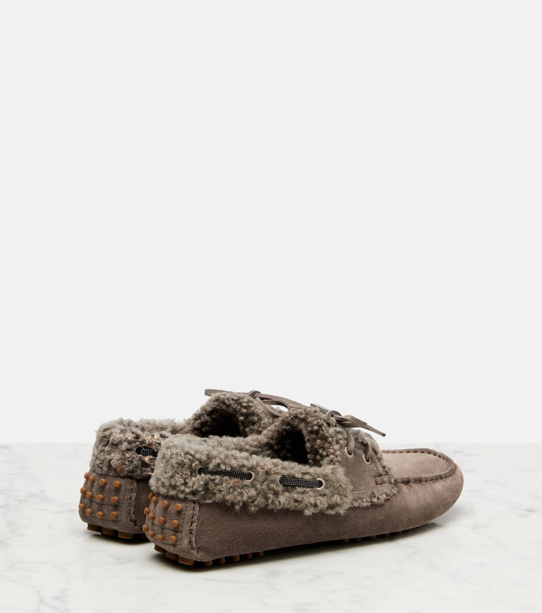Monili shearling-trimmed suede moccasins - 2