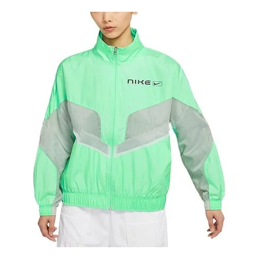 (WMNS) Nike Sportswear Sports Running Splicing Stand Collar Woven Jacket Green CZ8849-342 - 1