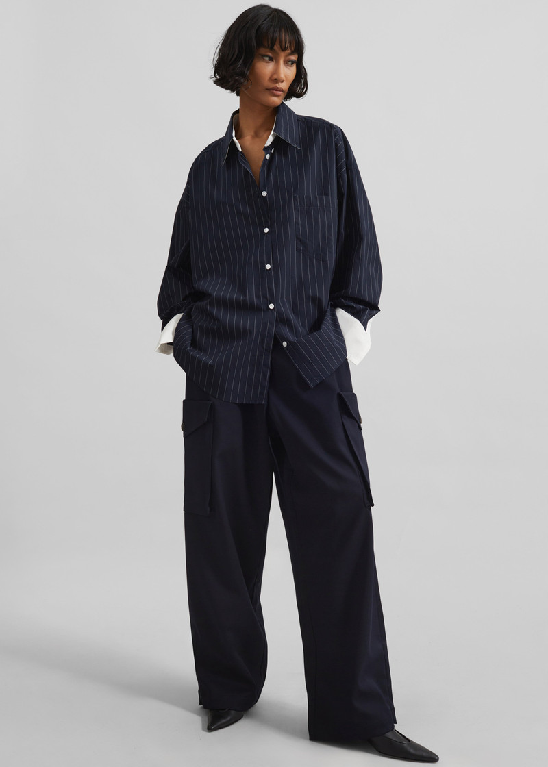 Lorna Shirt - Navy/White Pinstripe 3