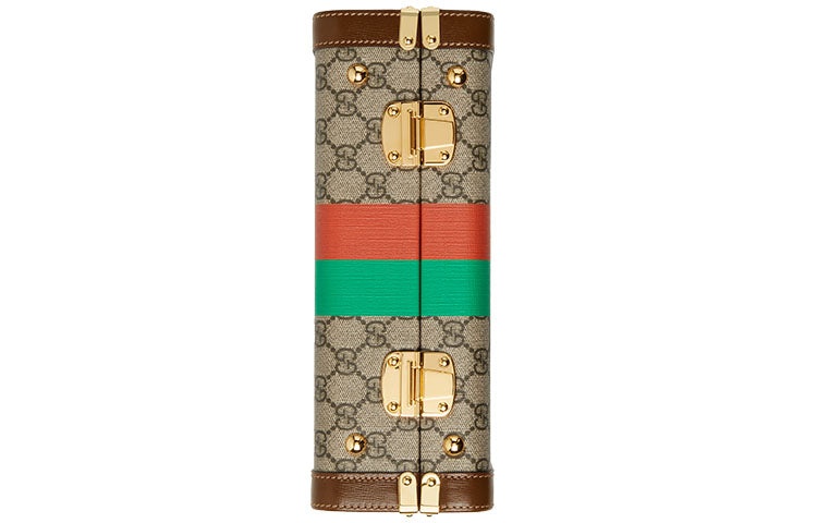 Gucci Fake Not Series Alphabet Stripe Printing Logo Leather Logo Canvas handbag Unisex / Brown 63358 - 5
