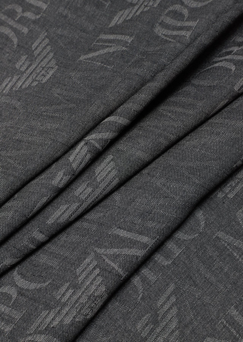 EMPORIO ARMANI Brushed-fabric scarf with all-over lettering outlook