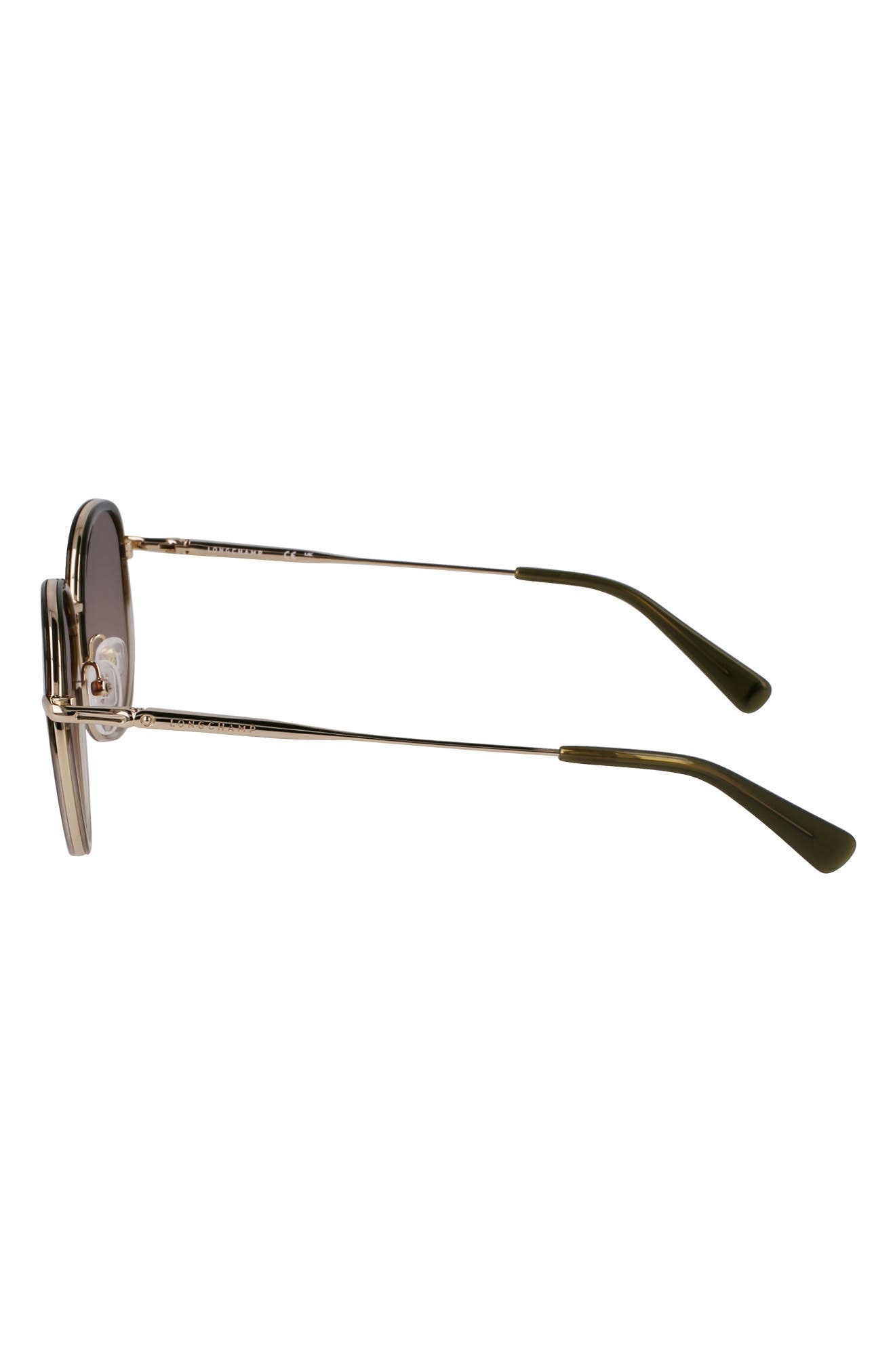 Longchamp Roseau 52mm Gradient Round Sunglasses in Gold/gradient Green at Nordstrom - 5