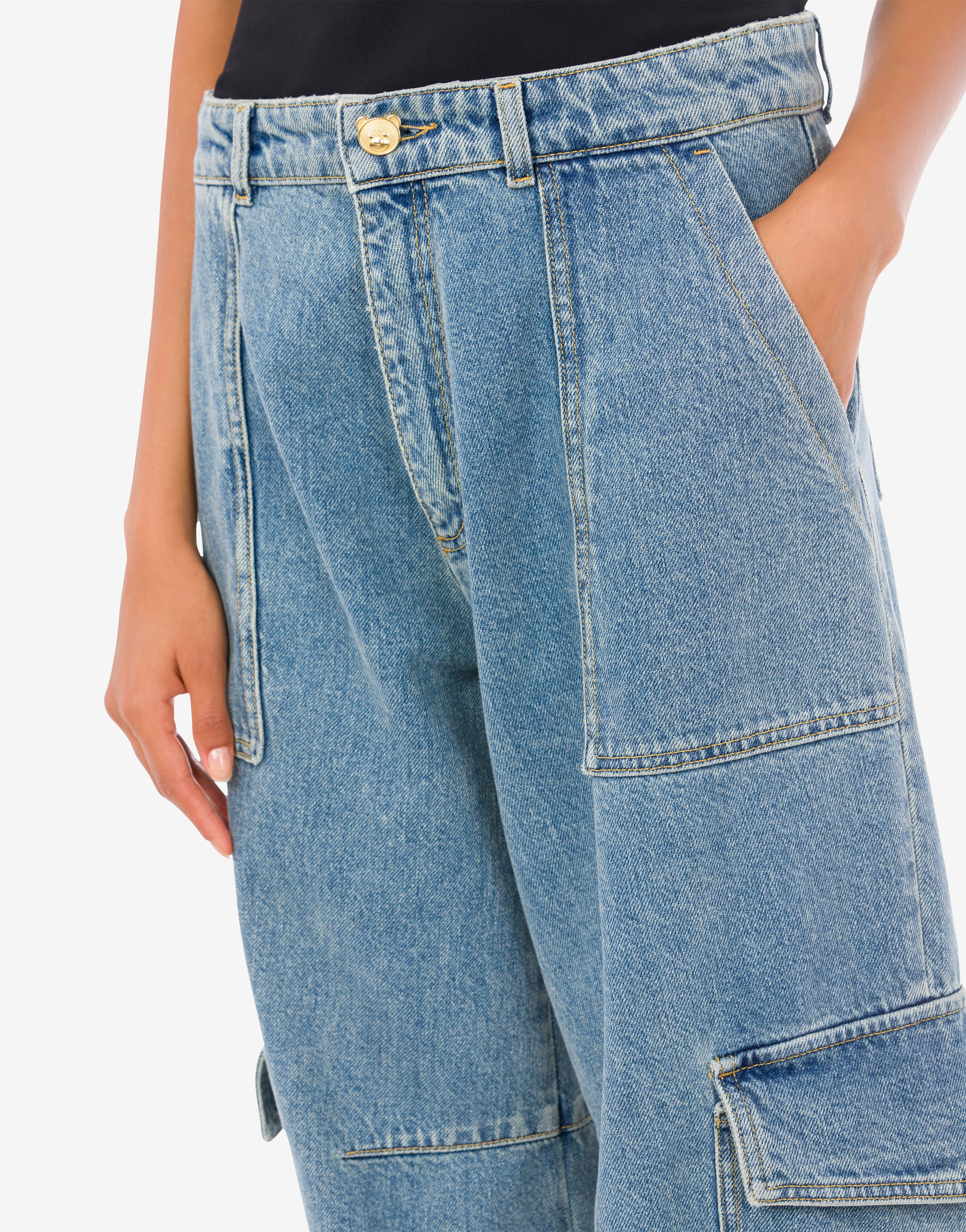 BLUE DENIM OVERSIZED TROUSERS - 4