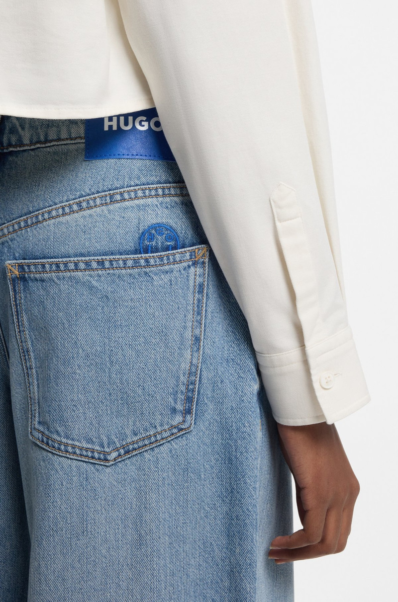 RELAXED-FIT BLOUSE IN COTTON WITH HAPPY HUGO LOGO 6