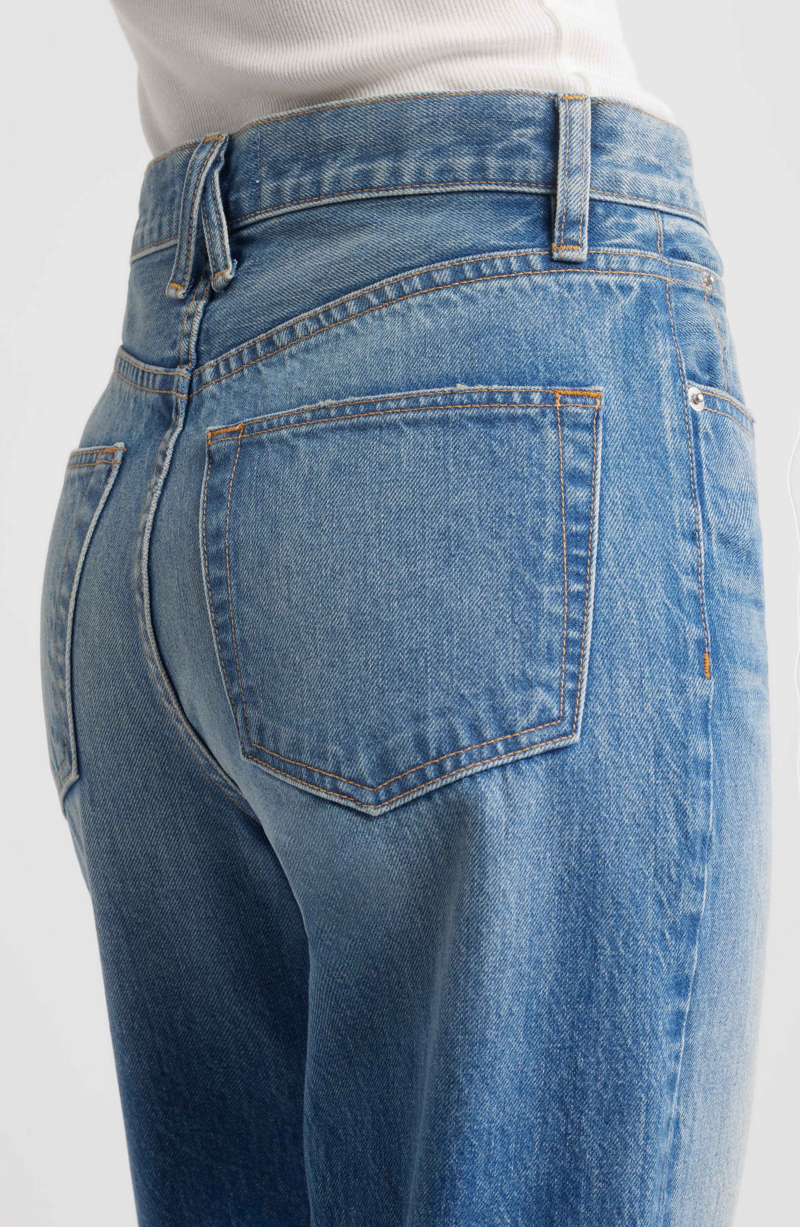 SLVRLAKE Grace High Waist Wide Leg Jeans in Heavy Hitter at Nordstrom - 4