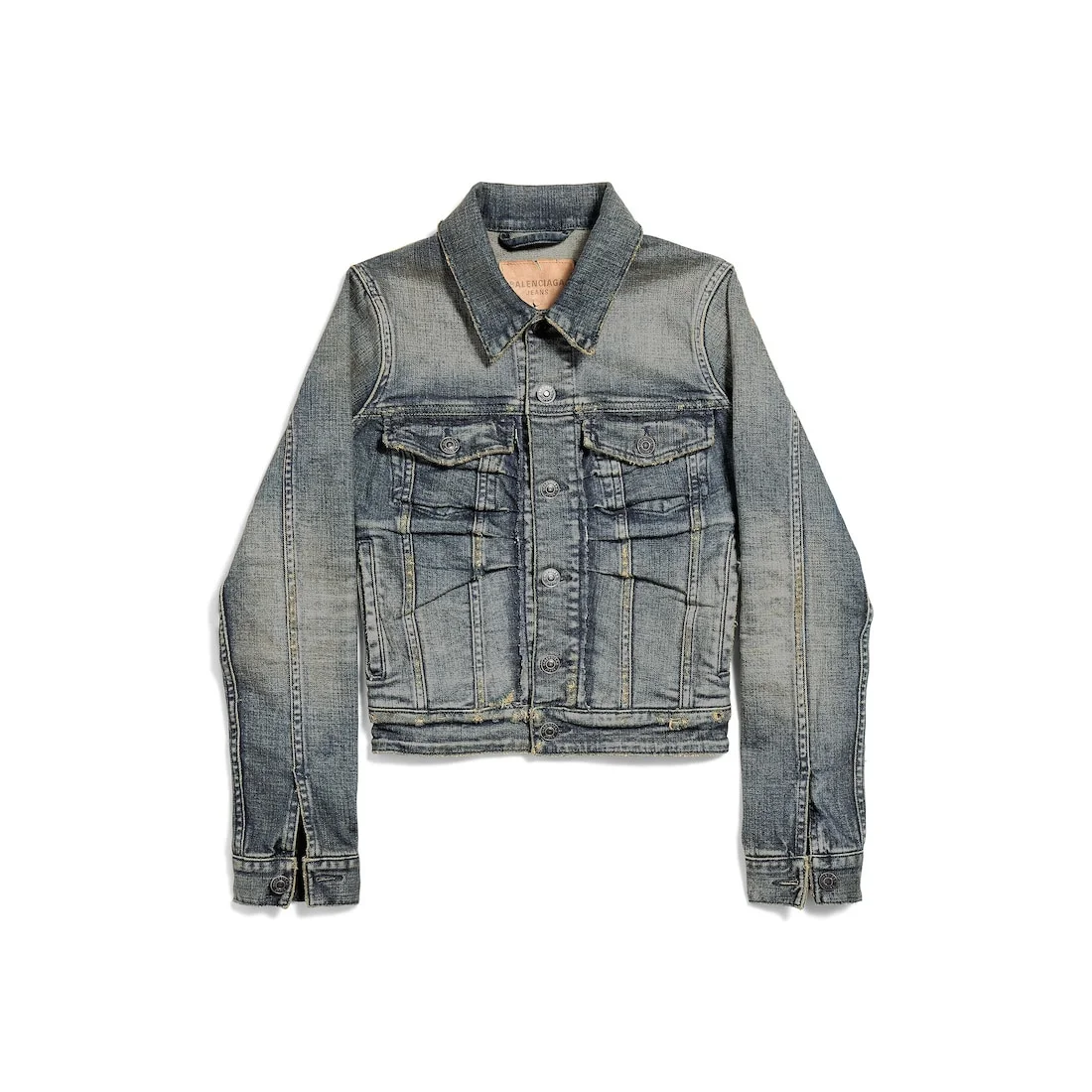 Women's Ruched Denim Jacket in Blue - 1