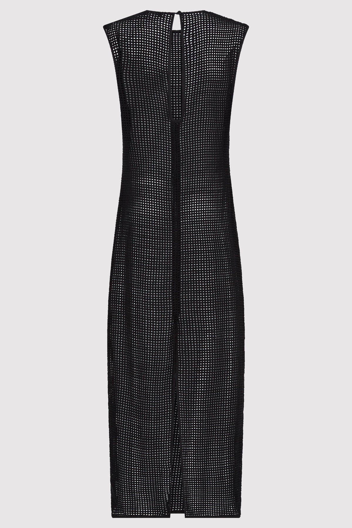 Cotton Grid Dress - Black - 7