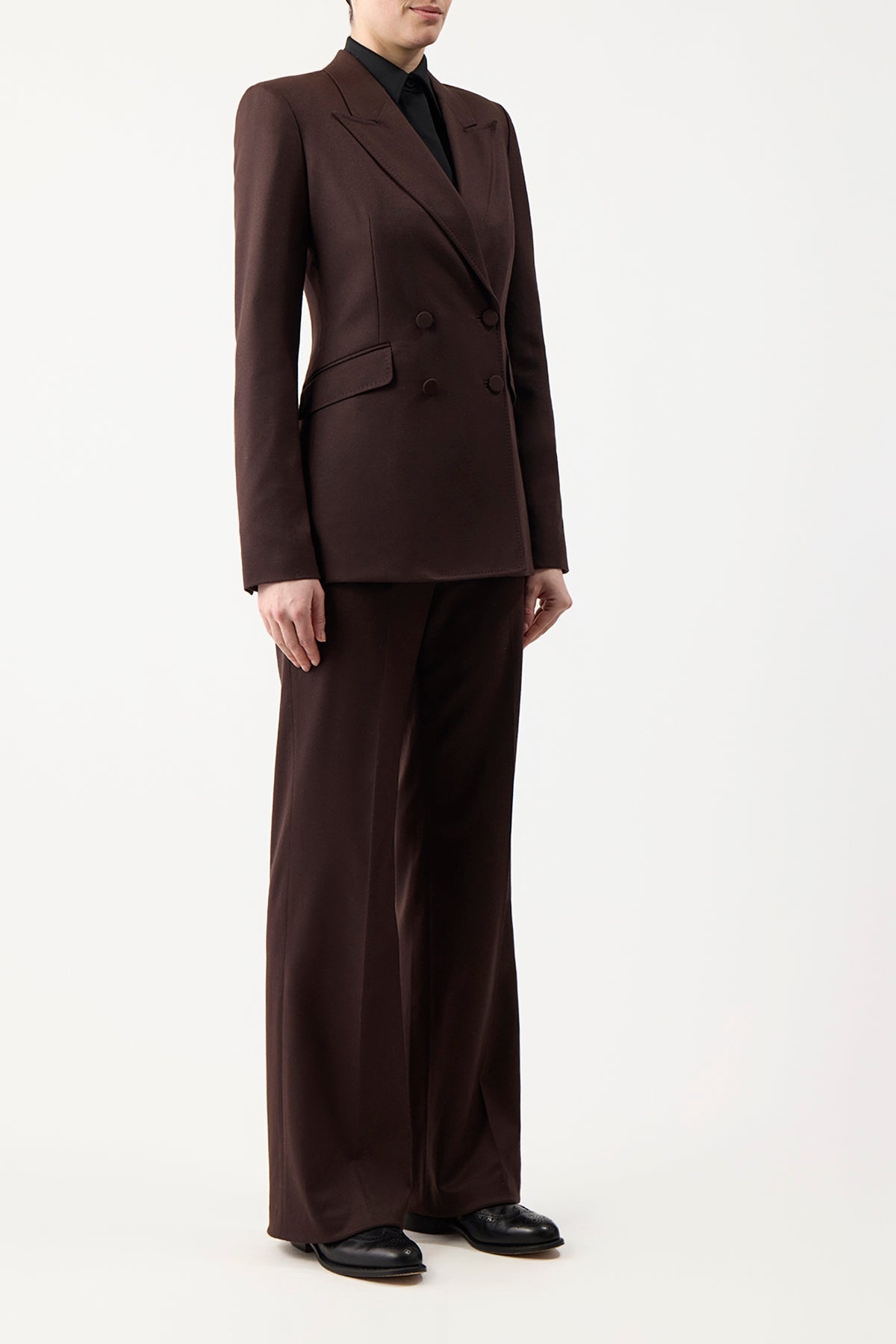 Vesta Pant in Chocolate Wool - 4