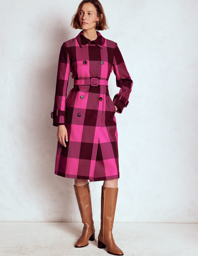 Cheltenham Trench Coat-Pink Peony, Chestnut Gingham 7