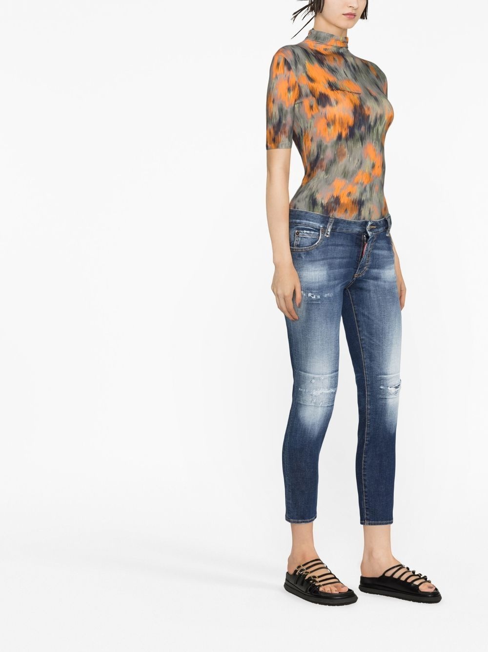 low-rise skinny-leg cropped jeans - 3