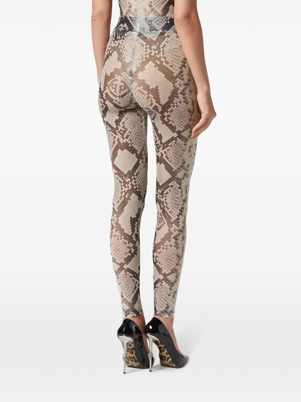 snakeskin-effect high-waisted leggings - 4