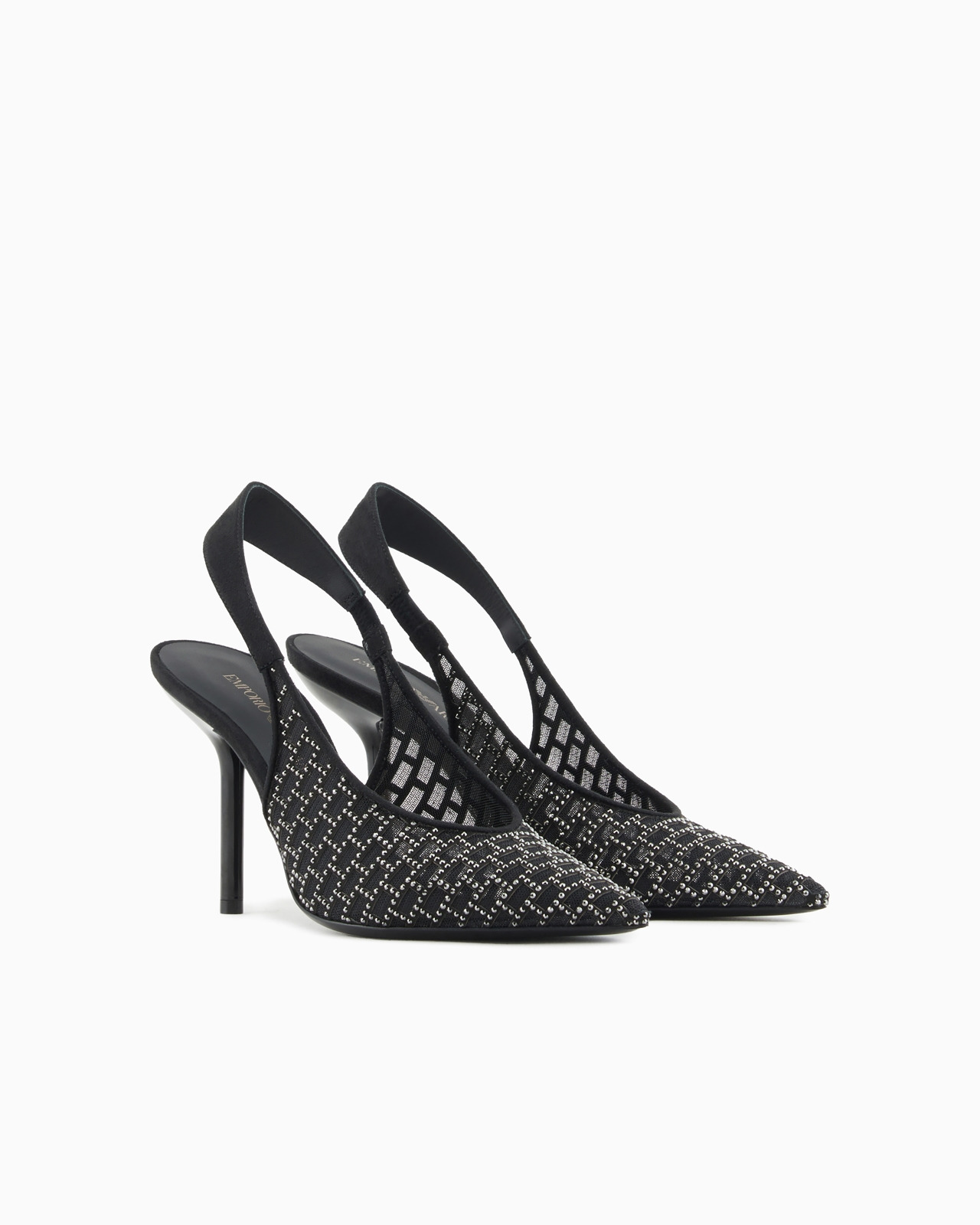 Pointed slingback court shoes with graphic rhinestone pattern - 2