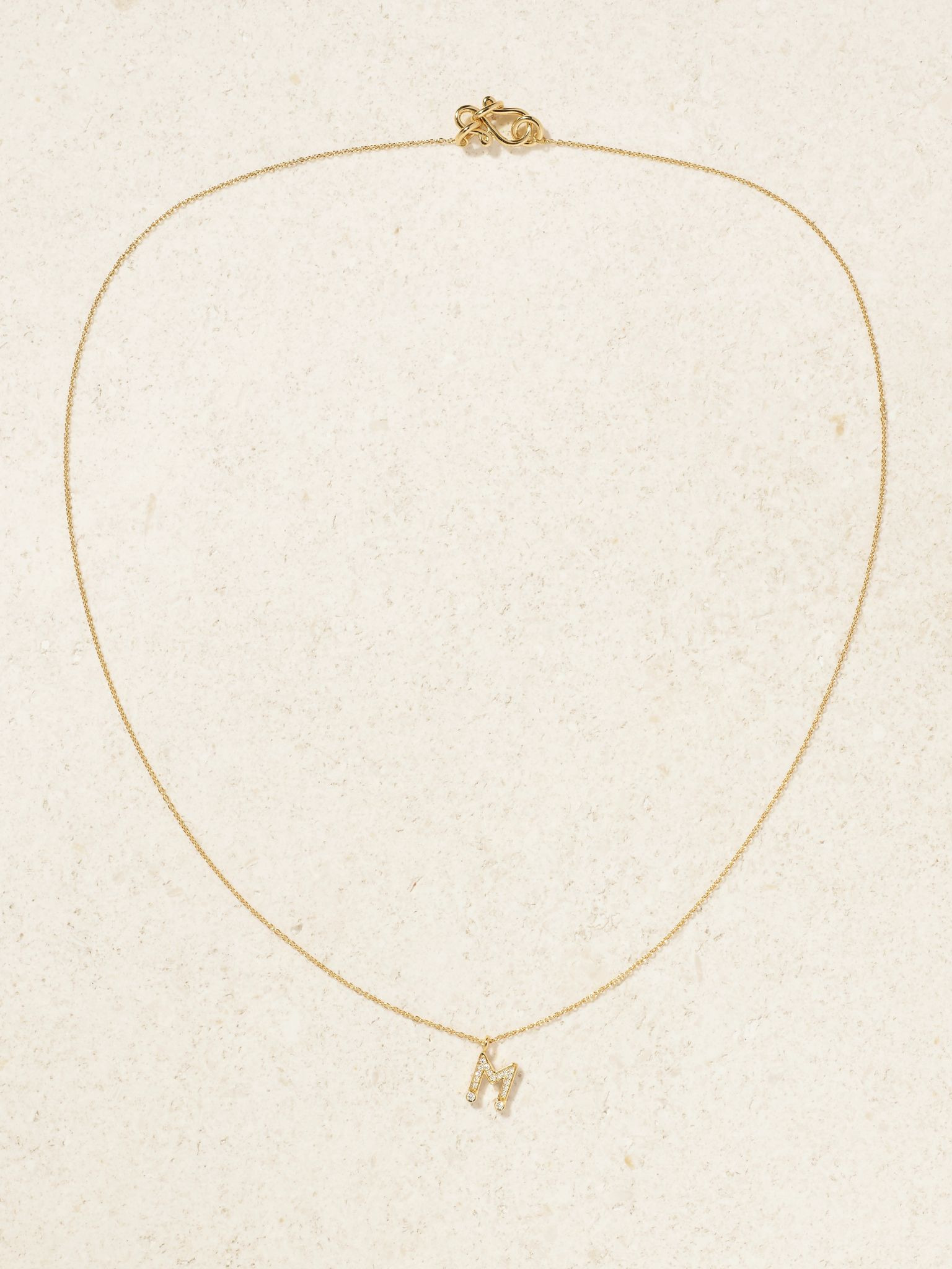 Simple Letter 18-karat recycled gold diamond necklace Gold - 5