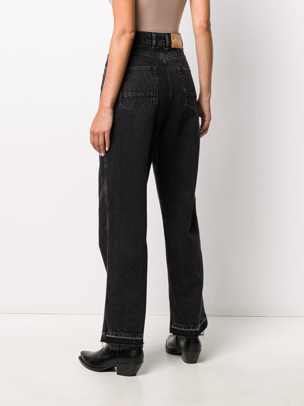 raw edge wide-leg jeans - 4