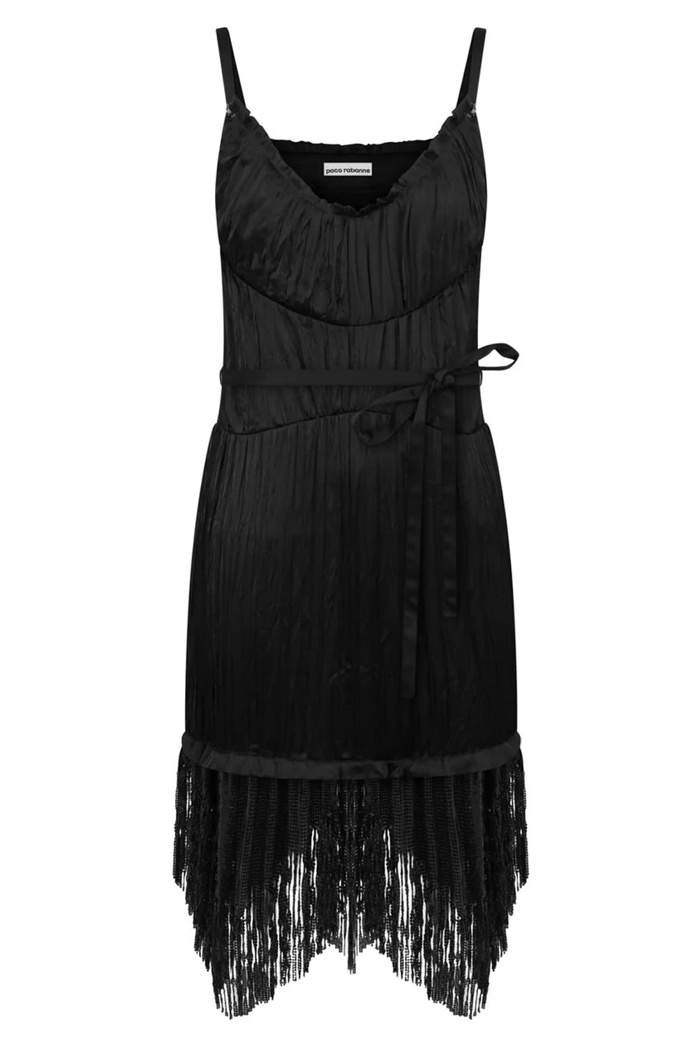 Satin & mesh fringed mini dress - 1