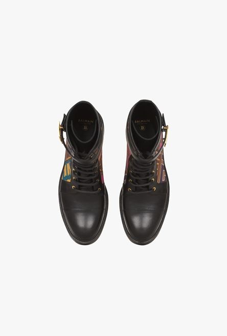 Multicolor needlepoint Ranger Romy ankle boots with Balmain monogram - 4