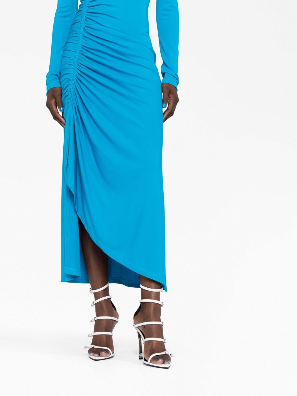 long-sleeve draped maxi dress - 5
