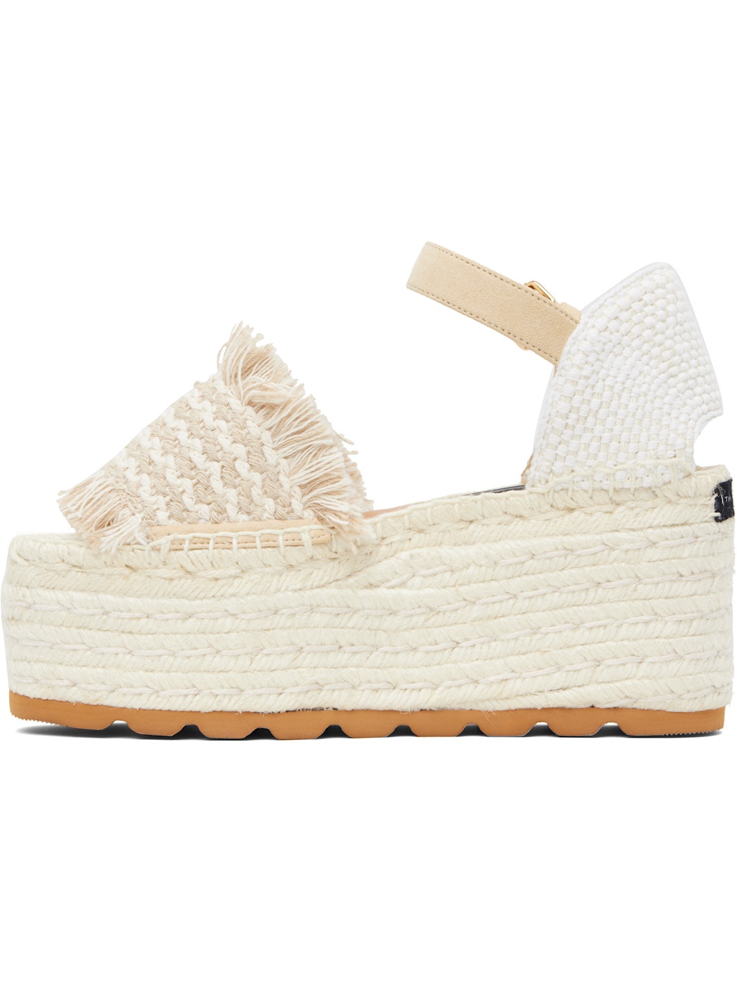 Off-White & Beige Gaia Platform Espadrille Wedge Sandals - 3