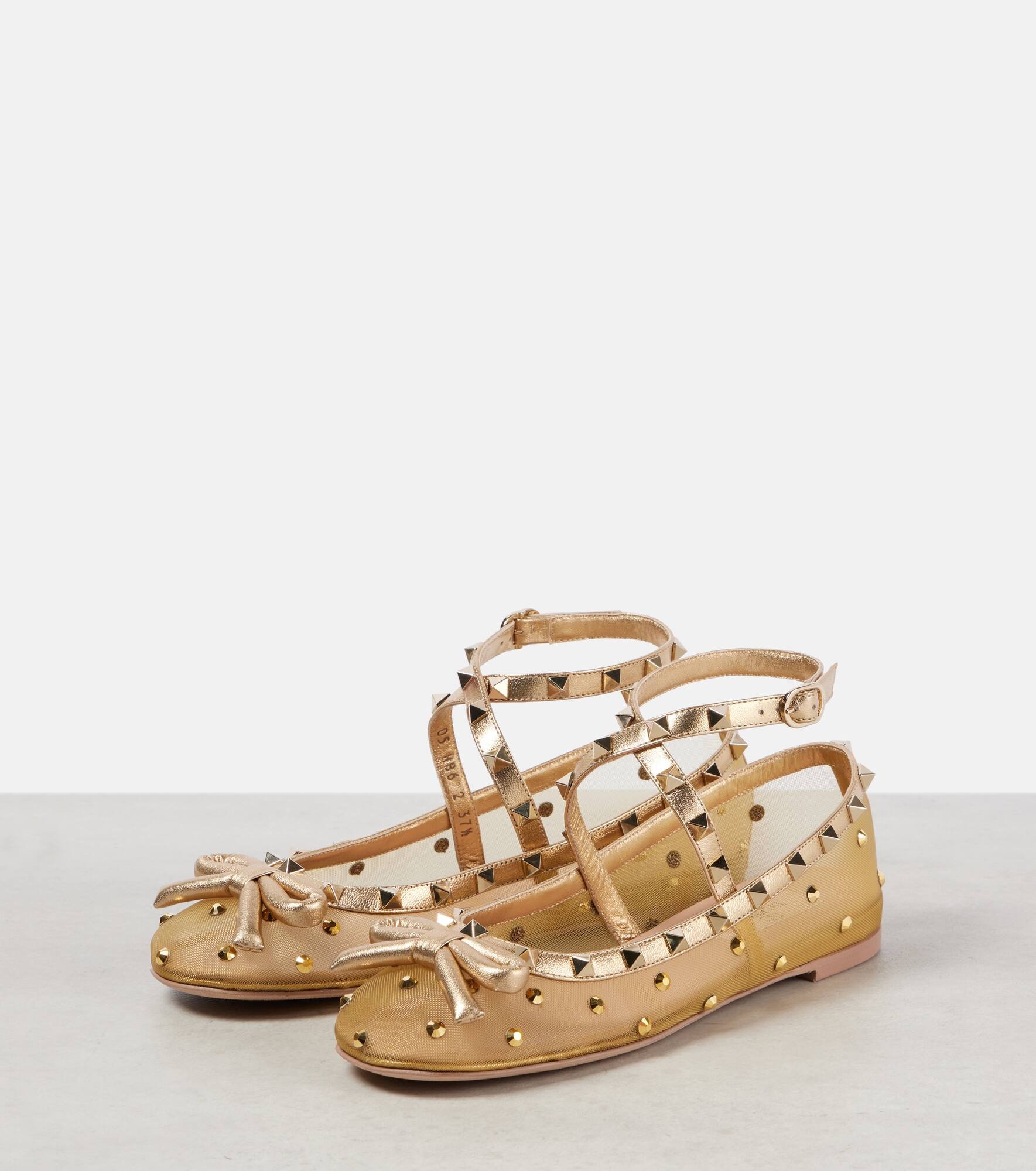 Rockstud embellished mesh ballet flats - 5